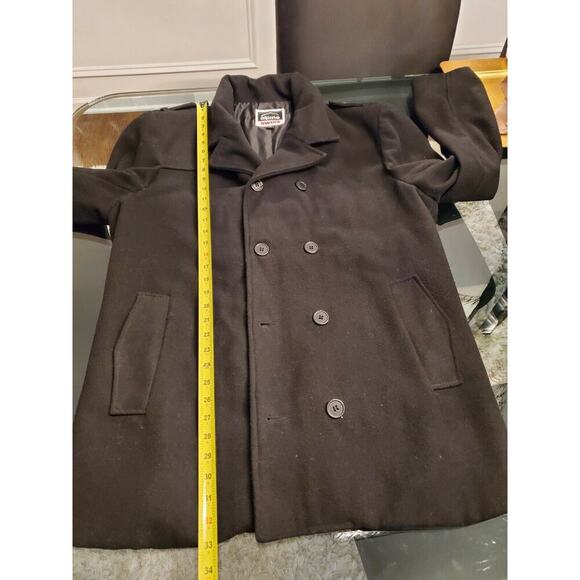 Alpine Swiss Men's Trench Black Wool Double Breasted Long Sleeve Pea Coat 2XL - Picture 11 of 11